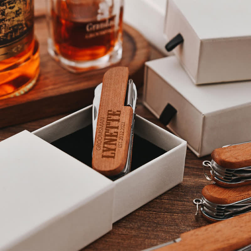 Apribottiglie in legno con coltello multiuso 11 in 1, intaglio personalizzato - image 8
