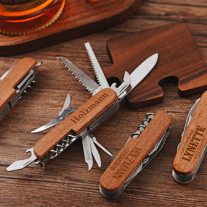 Apribottiglie in legno con coltello multiuso 11 in 1, intaglio personalizzato - image 0