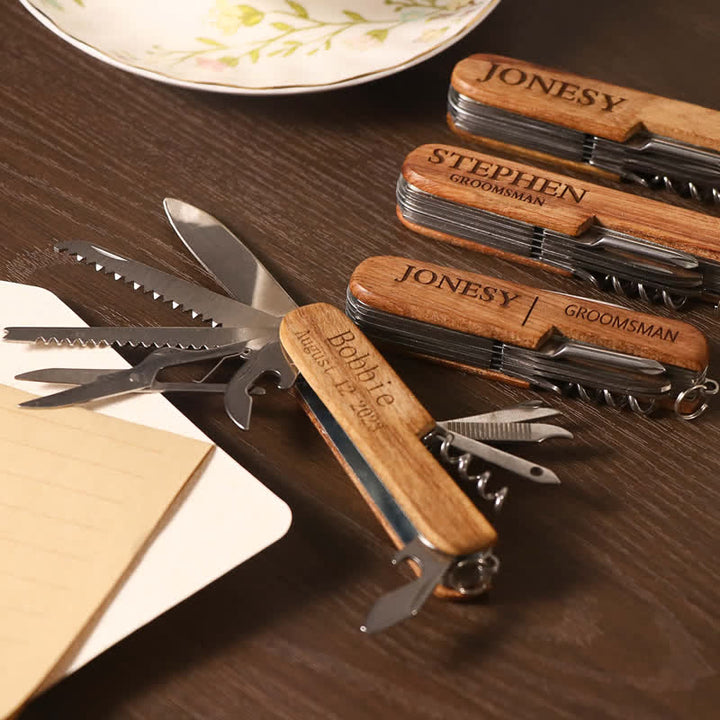 Apribottiglie in legno con coltello multiuso 11 in 1, intaglio personalizzato - image 6