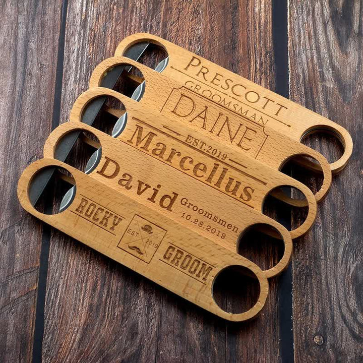 Apribottiglie in legno intagliato personalizzato per lo sposo - Di legno - image 0