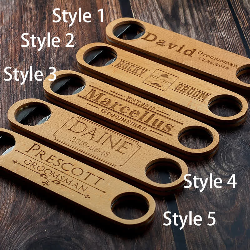 Apribottiglie in legno intagliato personalizzato per lo sposo - image 2