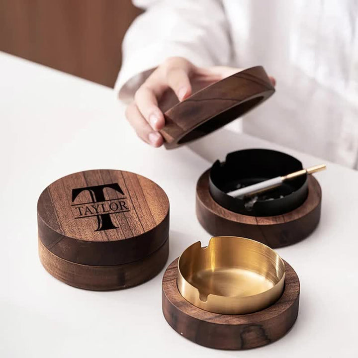 Posacenere in legno personalizzato fatto a mano con coperchio - image 0