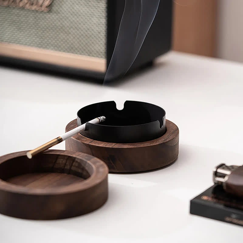 Posacenere in legno personalizzato fatto a mano con coperchio - Nero - image 2