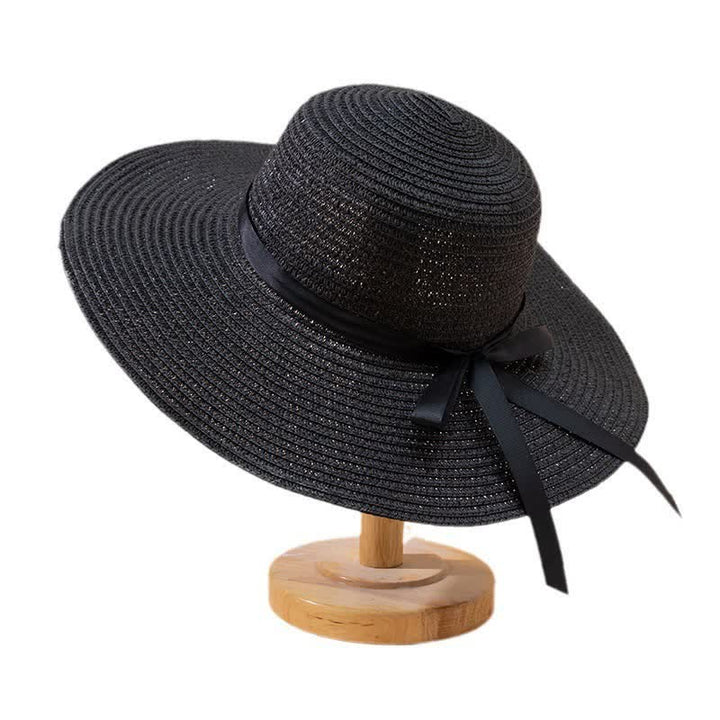 Cappello da spiaggia in paglia Fedora personalizzato con nome da donna - Nero - Regolabile (22"-22 7/8") - image 9