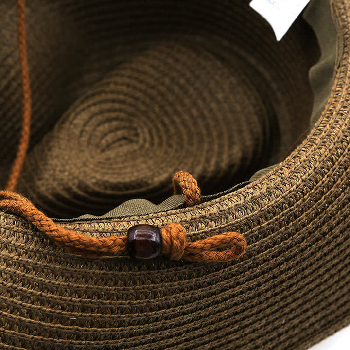 Cappello da cowboy classico in paglia con fascia di piume estive - image 5