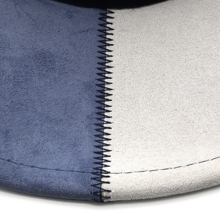 Cappello da cowboy in velluto scamosciato sintetico con contrasto di colore blu navy e bianco - image 3