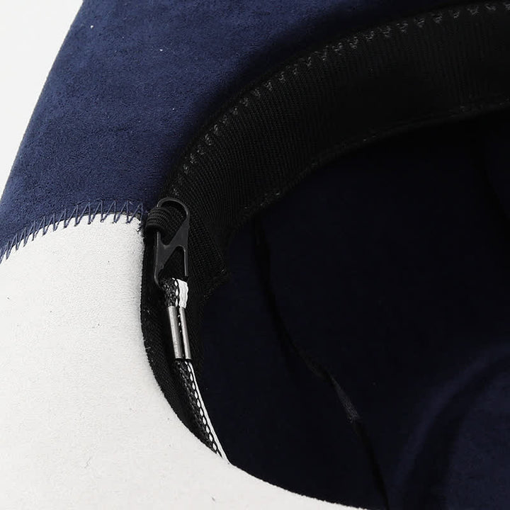 Cappello da cowboy in velluto scamosciato sintetico con contrasto di colore blu navy e bianco - image 6