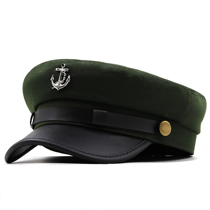 Cappello basco piatto da donna con ancora da nave blu navy - Verde militare - M (22 1/2"-22 7/8") - image 11