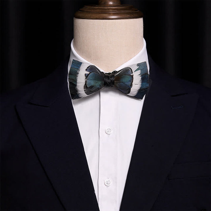 Papillon con piume Wildness blu e bianco - image 1