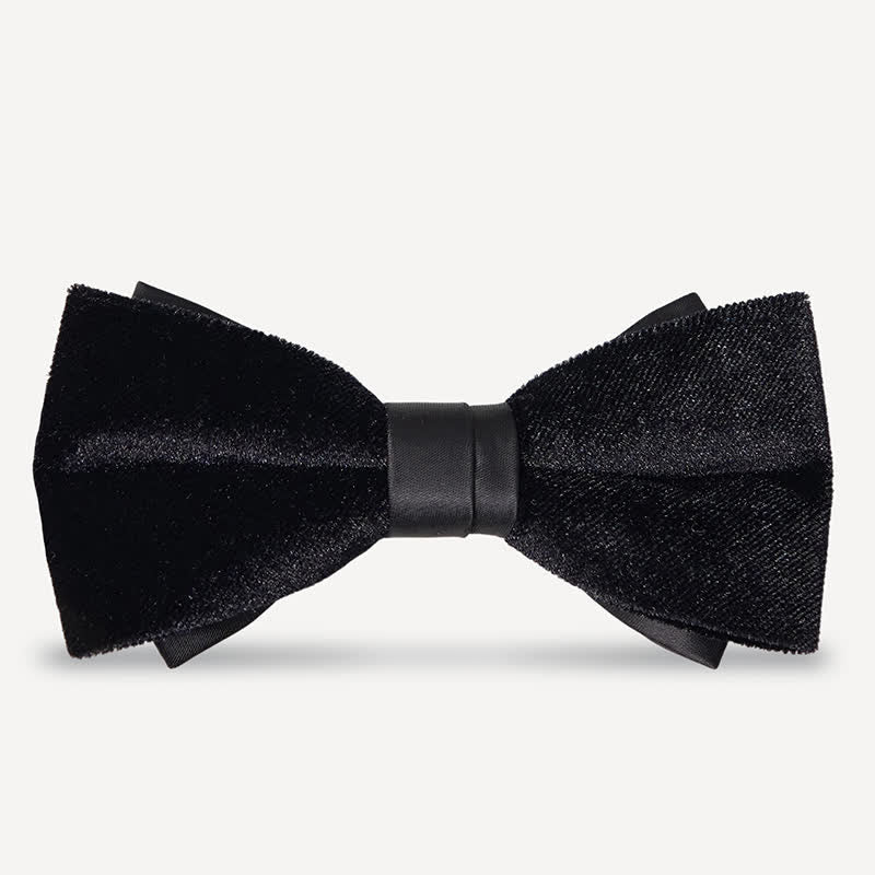 Papillon da uomo in velluto nero tinta unita da sposa - Stile n. 2 - image 3