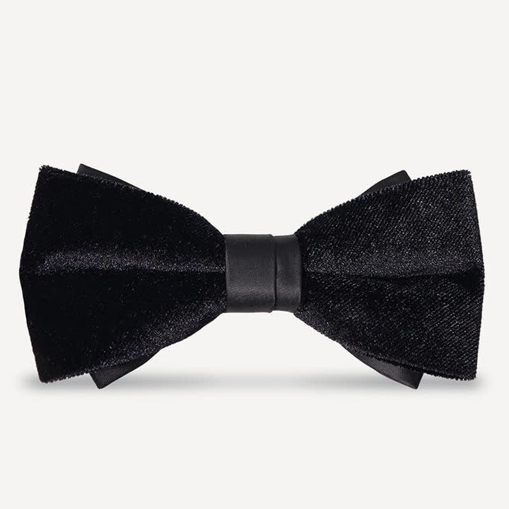 Papillon da uomo in velluto nero tinta unita da sposa - Stile n. 2 - image 3