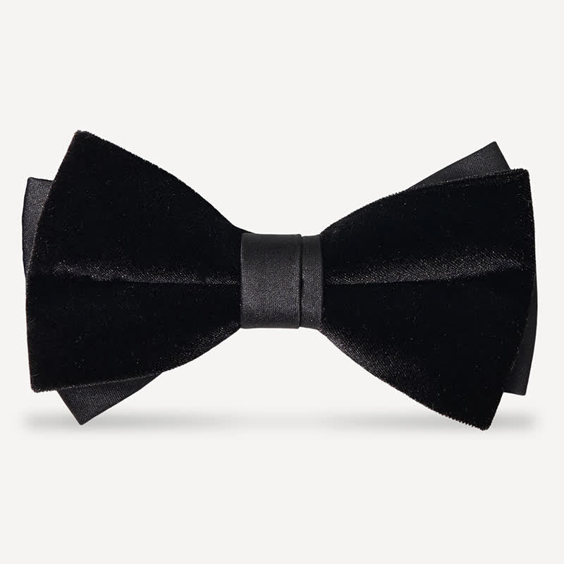 Papillon da uomo in velluto nero tinta unita da sposa - Stile n. 1 - image 0