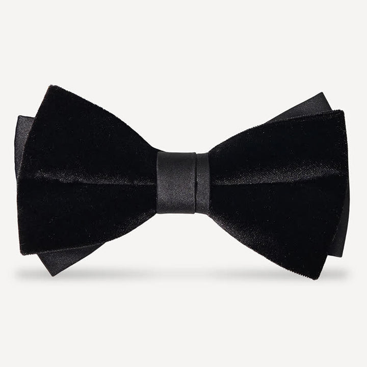 Papillon da uomo in velluto nero tinta unita da sposa - Stile n. 1 - image 0