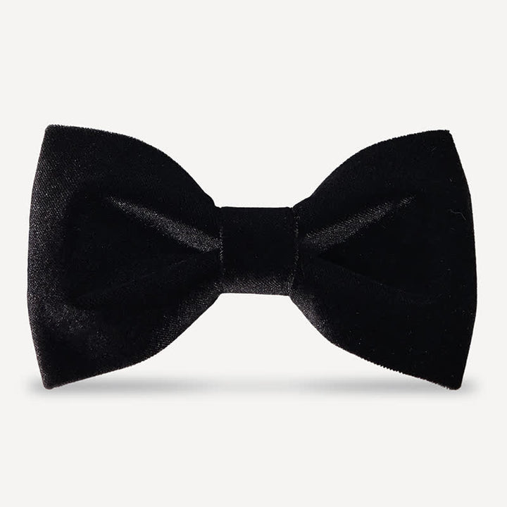 Papillon da uomo in velluto nero tinta unita da sposa - Stile n. 3 - image 5