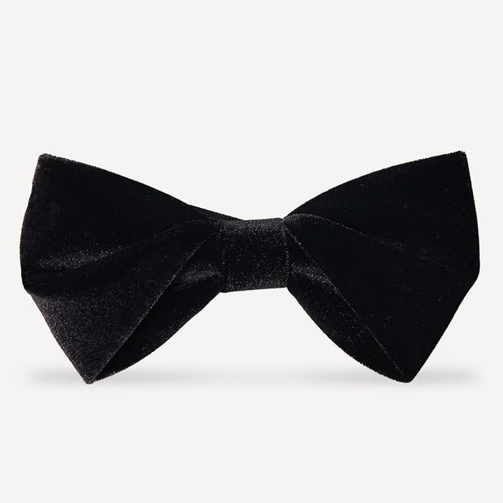 Papillon da uomo in velluto nero tinta unita da sposa - Stile n. 4 - image 7
