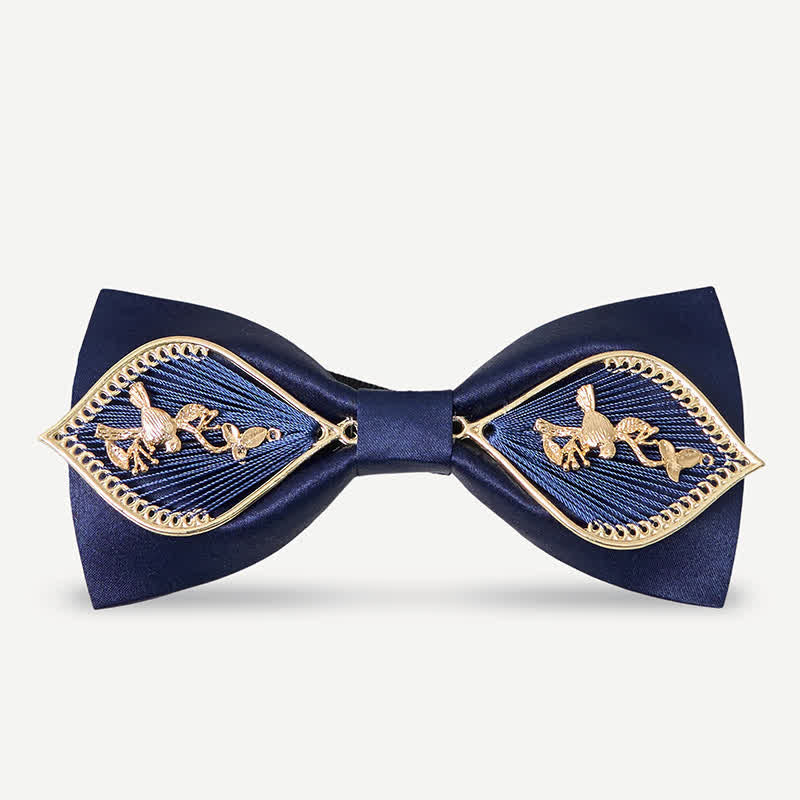 Papillon da uomo con ramo di fenice in metallo dorato blu navy - Stile n. 2 - image 5