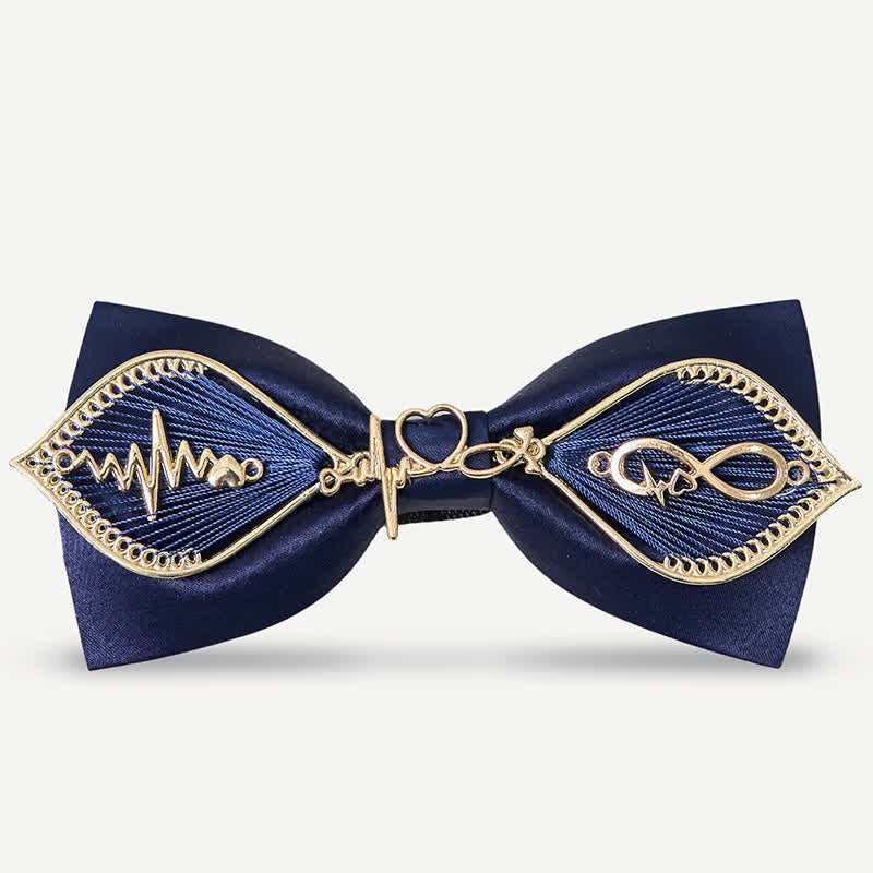 Papillon da uomo con ramo di fenice in metallo dorato blu navy - Stile n. 3 - image 7