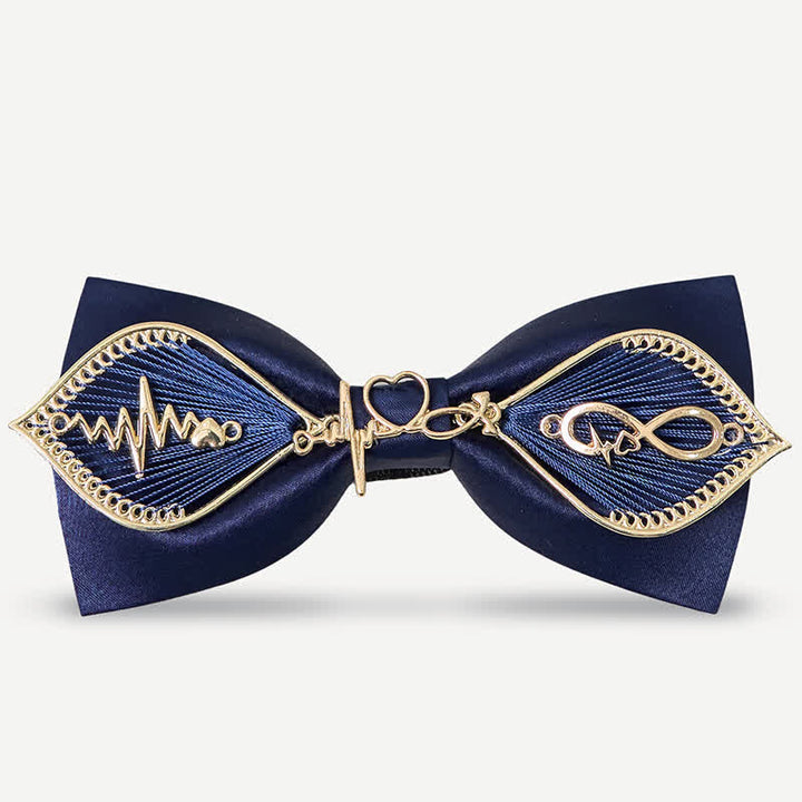 Papillon da uomo con ramo di fenice in metallo dorato blu navy - Stile n. 3 - image 7