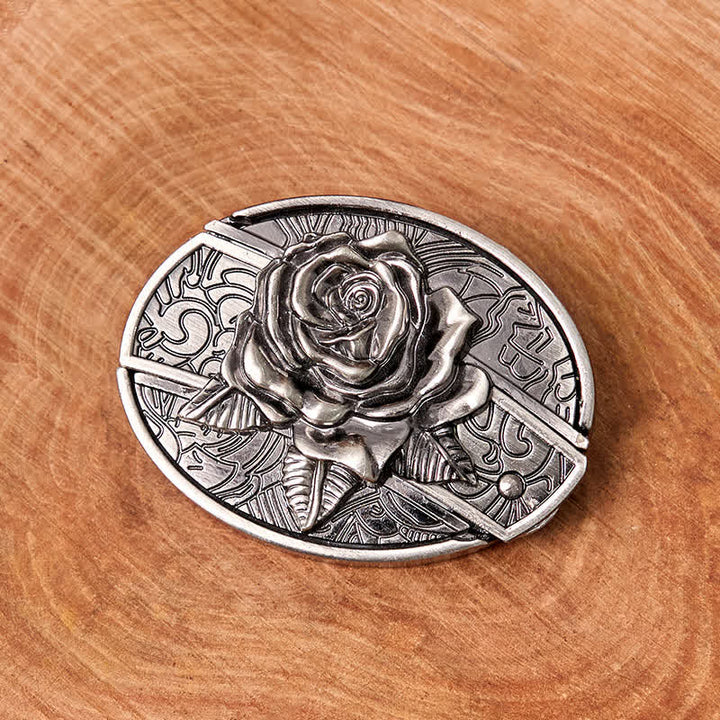 Cintura in pelle fai da te da uomo con coltello pieghevole nascosto Western Rose - image 1