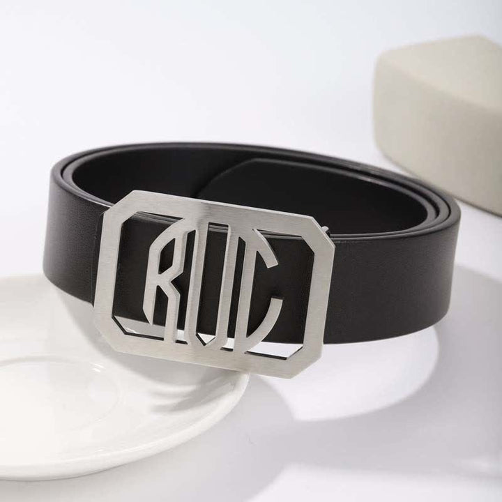Cintura in pelle con fibbia fai da te rettangolare con iniziali personalizzate - image 2