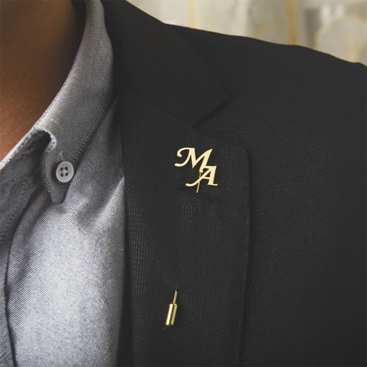 Spilla da bavero in acciaio inossidabile con due iniziali personalizzate - Oro - image 3