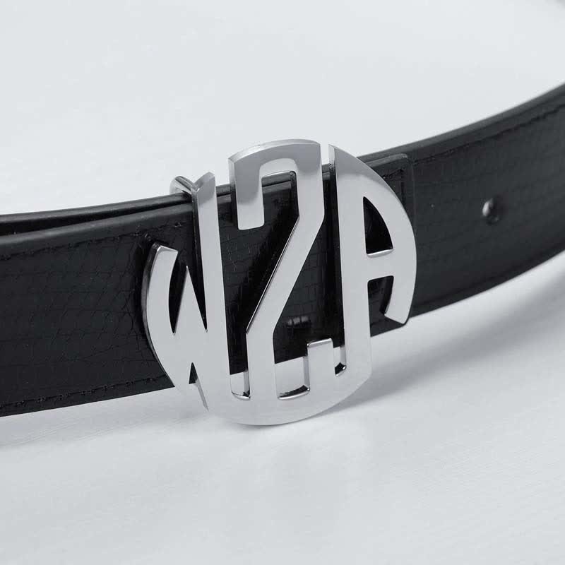 Cintura in pelle con fibbia fai da te con monogramma rotondo e nome personalizzato con 3 iniziali di lettere - Argento - Senza cintura - Cintura non inclusa - image 2