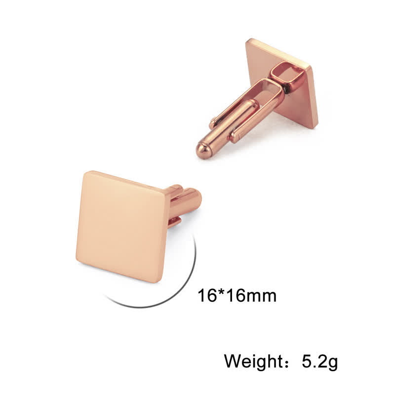 1 paio di gemelli da abito quadrati e rotondi a forma di cuore con lettere personalizzate al laser - Piazza - Oro rosa - image 13