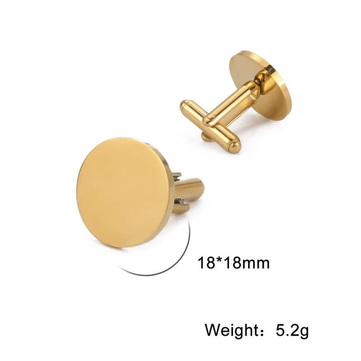 1 paio di gemelli da abito quadrati e rotondi a forma di cuore con lettere personalizzate al laser - Girare - Oro - image 7
