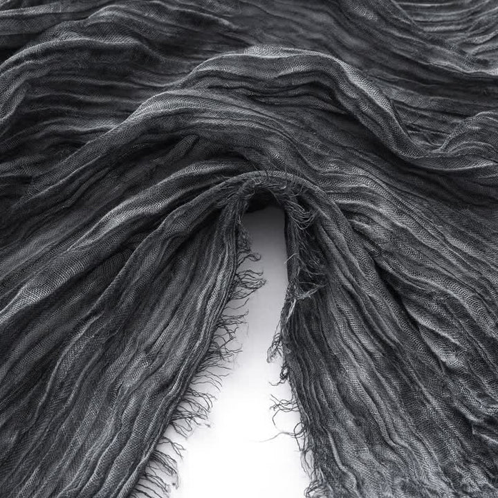 Sciarpa leggera retrò tinta unita con effetto stropicciato, tinta unita e tinta a mano - image 3