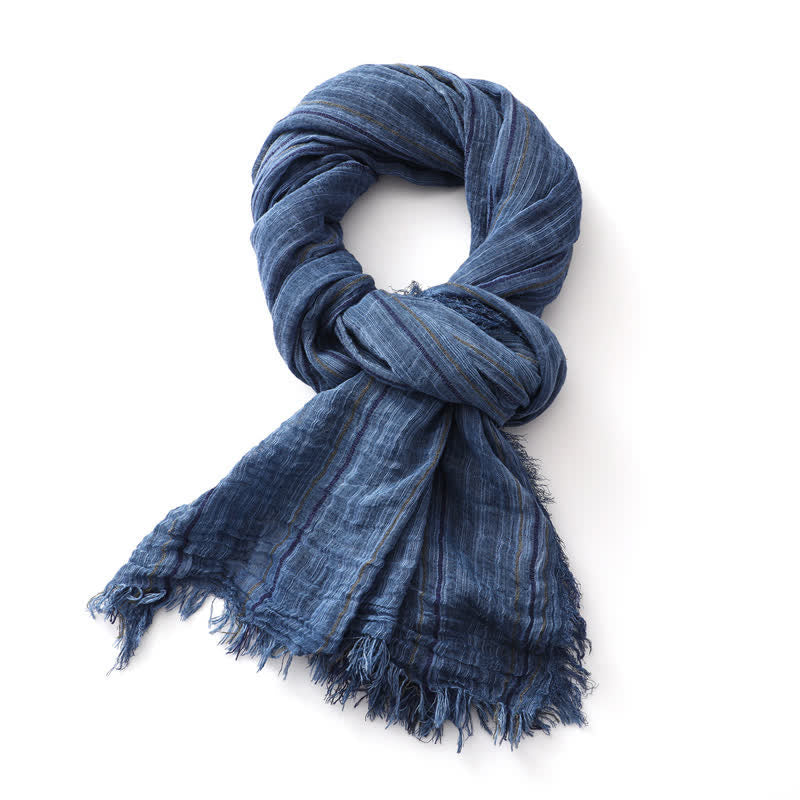 Sciarpa traspirante in cotone e lino a righe decorative tie-dye - image 2