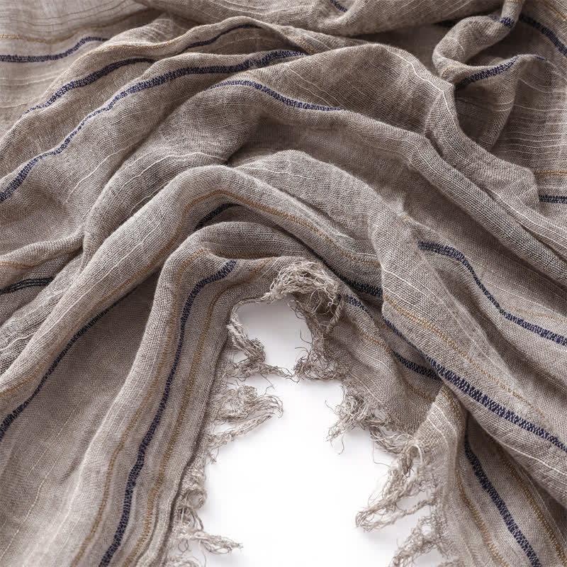 Sciarpa traspirante in cotone e lino a righe decorative tie-dye - image 9
