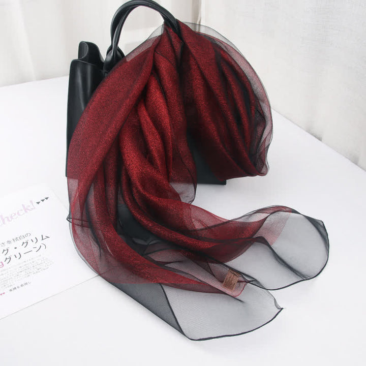 Sciarpa di seta organza scintillante di lusso da donna - Borgogna - image 1