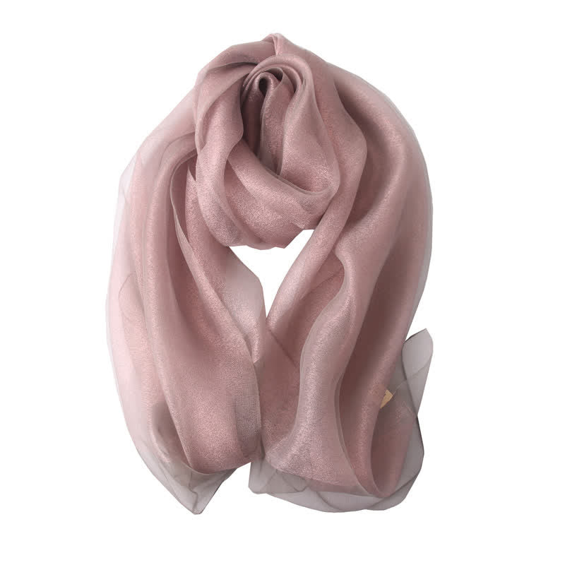 Sciarpa di seta organza scintillante di lusso da donna - Marrone rosato - image 11
