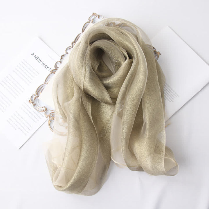 Sciarpa di seta organza scintillante di lusso da donna - Oro opaco - image 0
