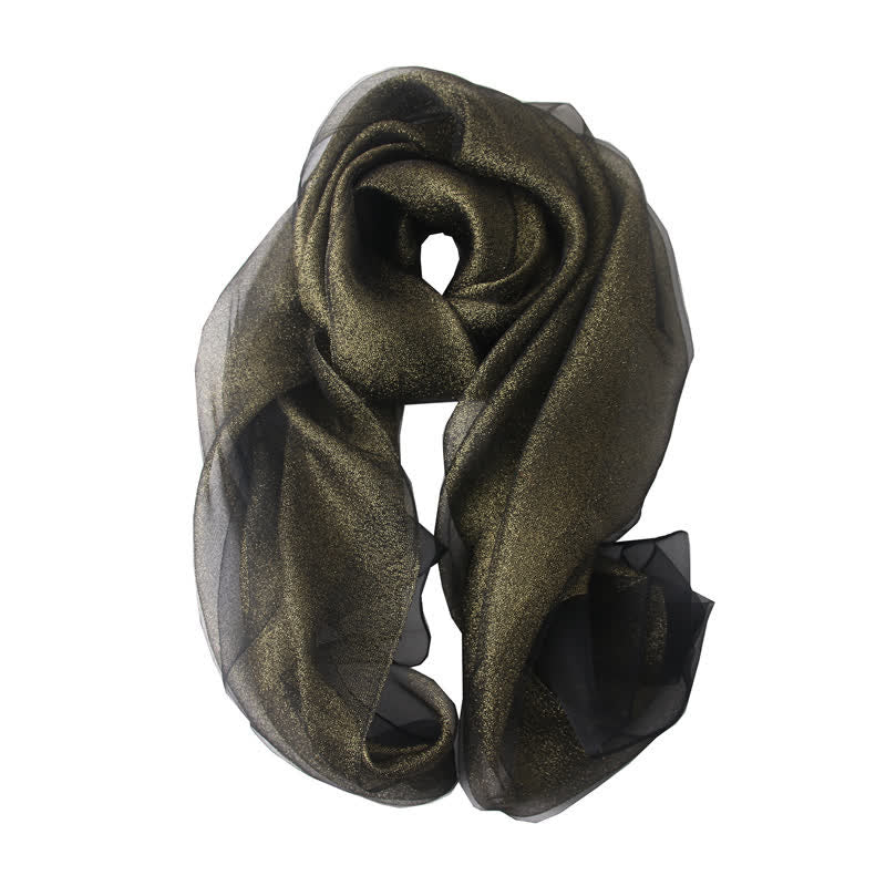 Sciarpa di seta organza scintillante di lusso da donna - Oro nero - image 12