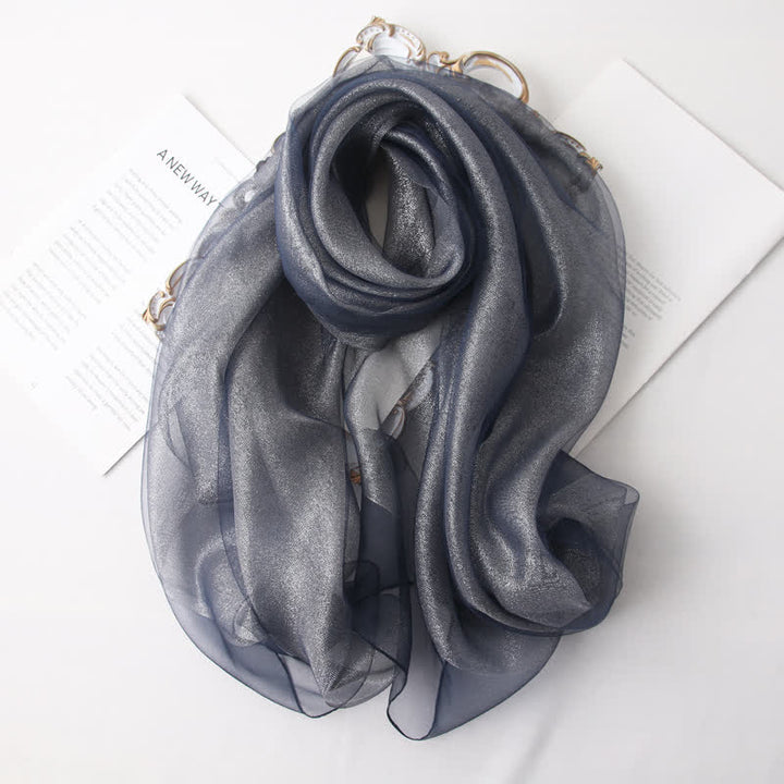 Sciarpa di seta organza scintillante di lusso da donna - Grigio ardesia - image 16