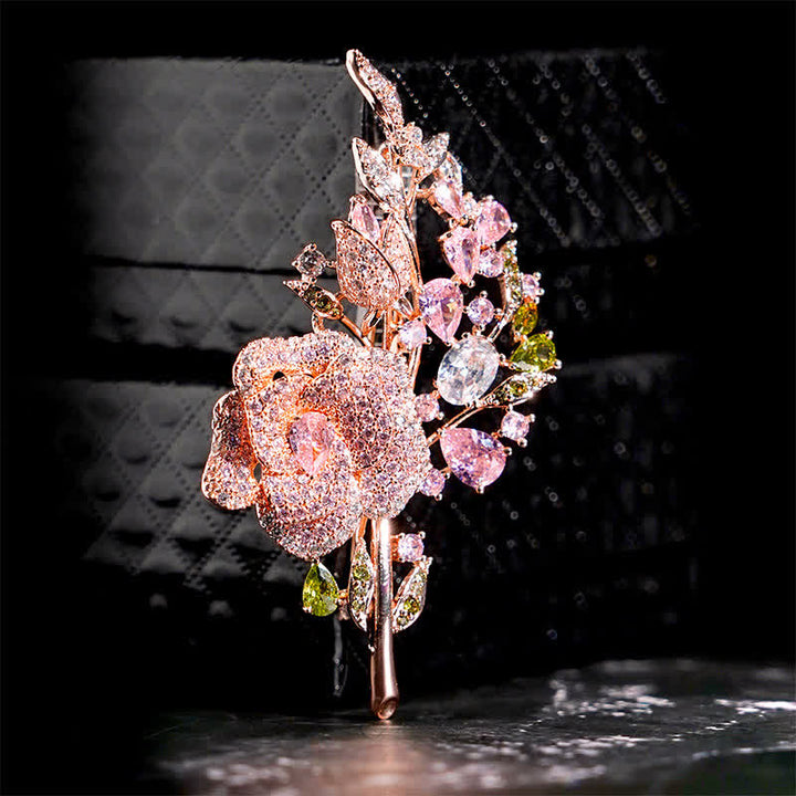 Spilla da donna con bouquet di rose e zirconi - Rosa - image 4
