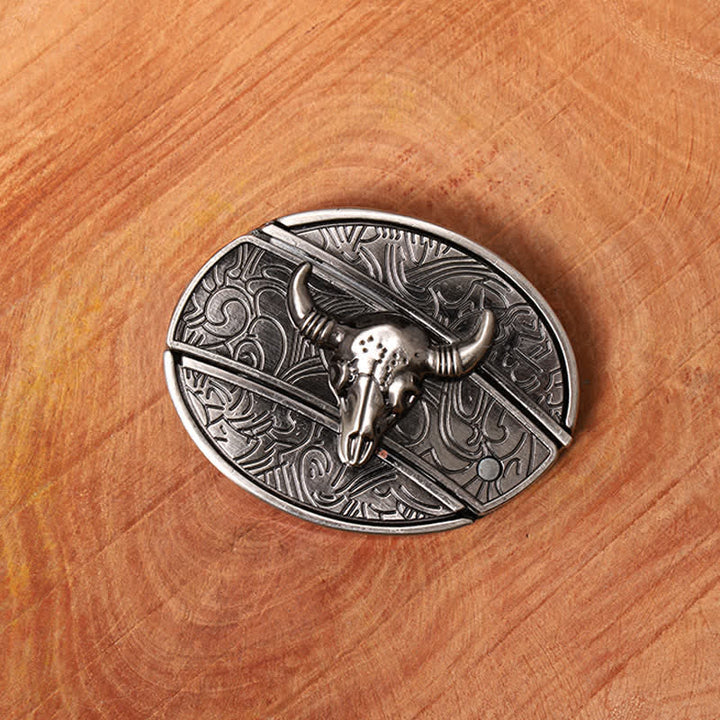 Cintura in pelle con coltello pieghevole nascosto Longhorn Bull fai da te da uomo - image 2