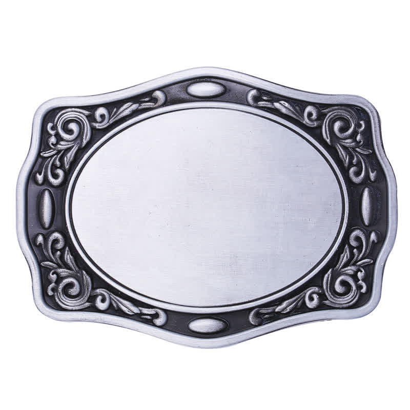 Cintura in pelle con fibbia fai da te con monogramma personalizzato in argento antico - Argento - Senza cintura - Cintura non inclusa - image 1