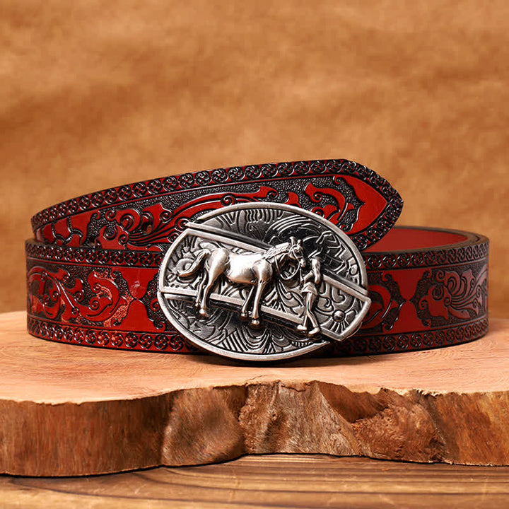 Cintura in pelle con coltello pieghevole nascosto da cowgirl fai da te da uomo - Cowgirl - Cintura marrone intagliata - 42 - image 7