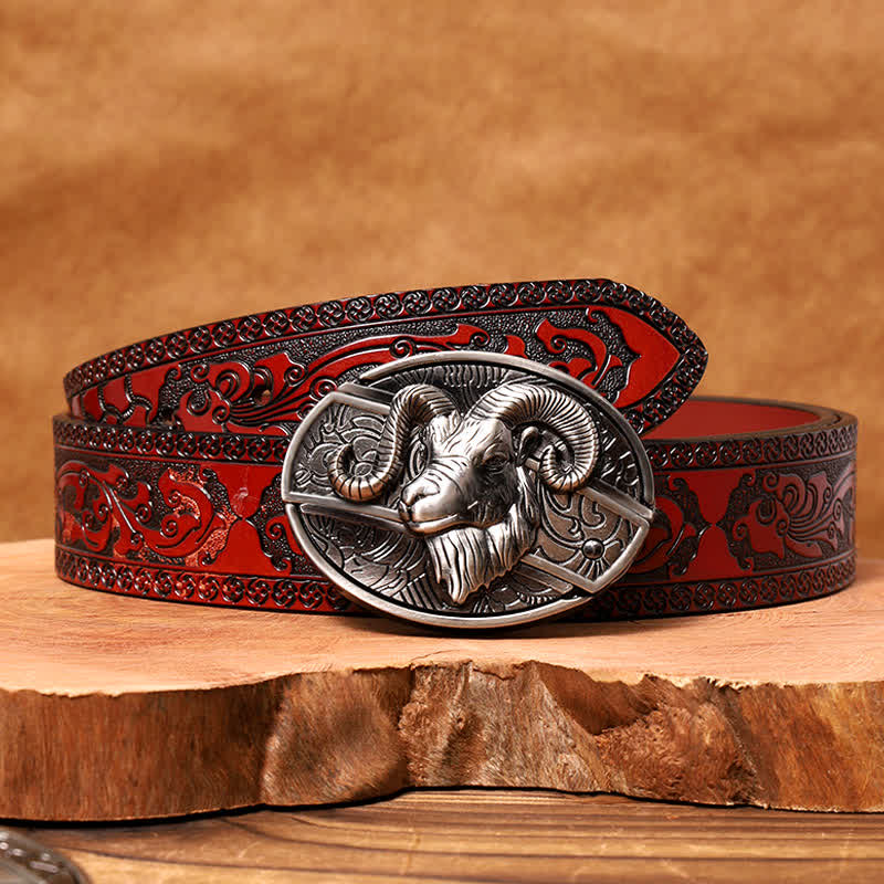 Cintura in pelle con coltello pieghevole nascosto in capra fai da te da uomo - Capra - Cintura marrone intagliata - 42 - image 8