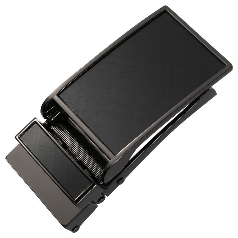 Cintura in pelle con fibbia automatica a forma quadrata nera - image 1