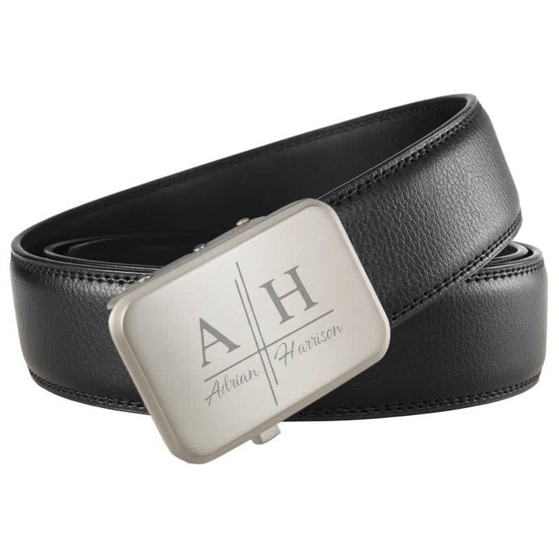 Cintura in pelle con fibbia automatica e monogramma personalizzato, idea regalo - image 3