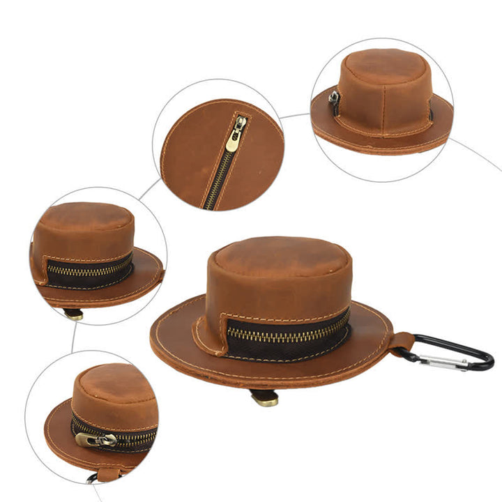 Borsa in pelle con monete retrò a forma di cappello da cowboy western - image 4