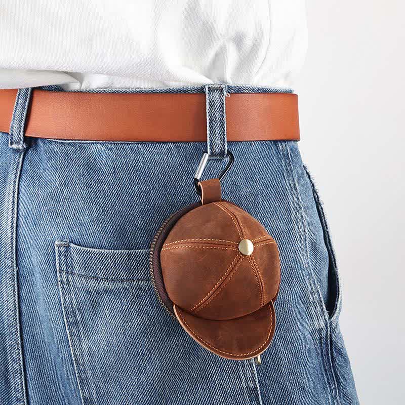 Borsa in pelle con moneta creativa a forma di cappello da baseball - image 0