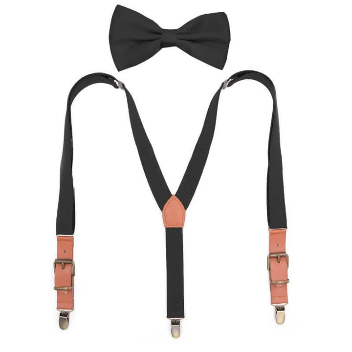 Set di 2 papillon con monogramma personalizzato e bretelle regolabili a 3 clip - Nero - image 2