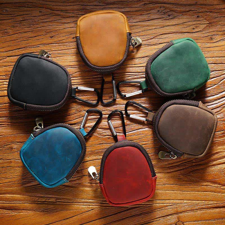 Portachiavi con cerniera, conchiglia, moneta, borsa in vera pelle - image 1