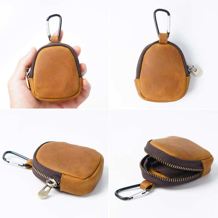 Portachiavi con cerniera, conchiglia, moneta, borsa in vera pelle - image 3