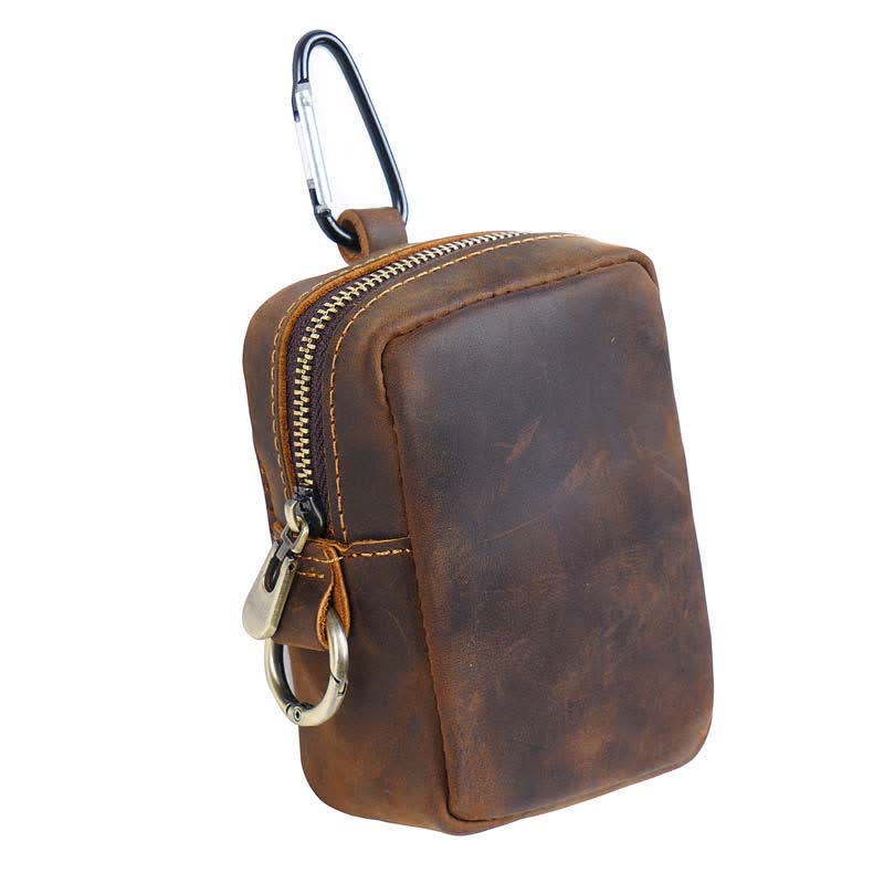 Borsa da cintura mini in vera pelle con cerniera per esterni Cube - Caffè - image 10