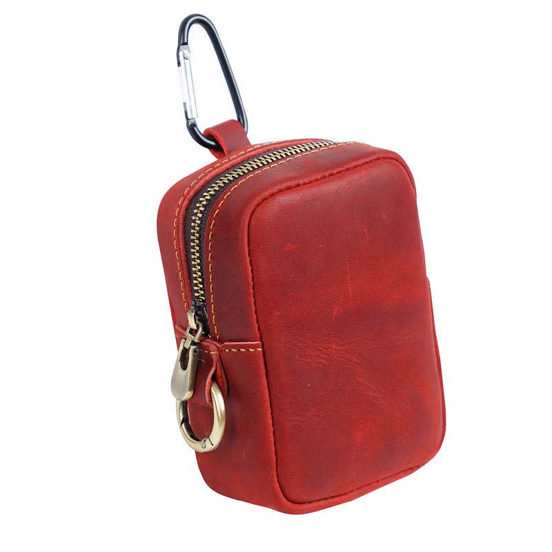 Borsa da cintura mini in vera pelle con cerniera per esterni Cube - Rosso - image 12